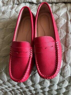 Women’s Red Penny Loafers - Classic Slip-On Driving Shoes